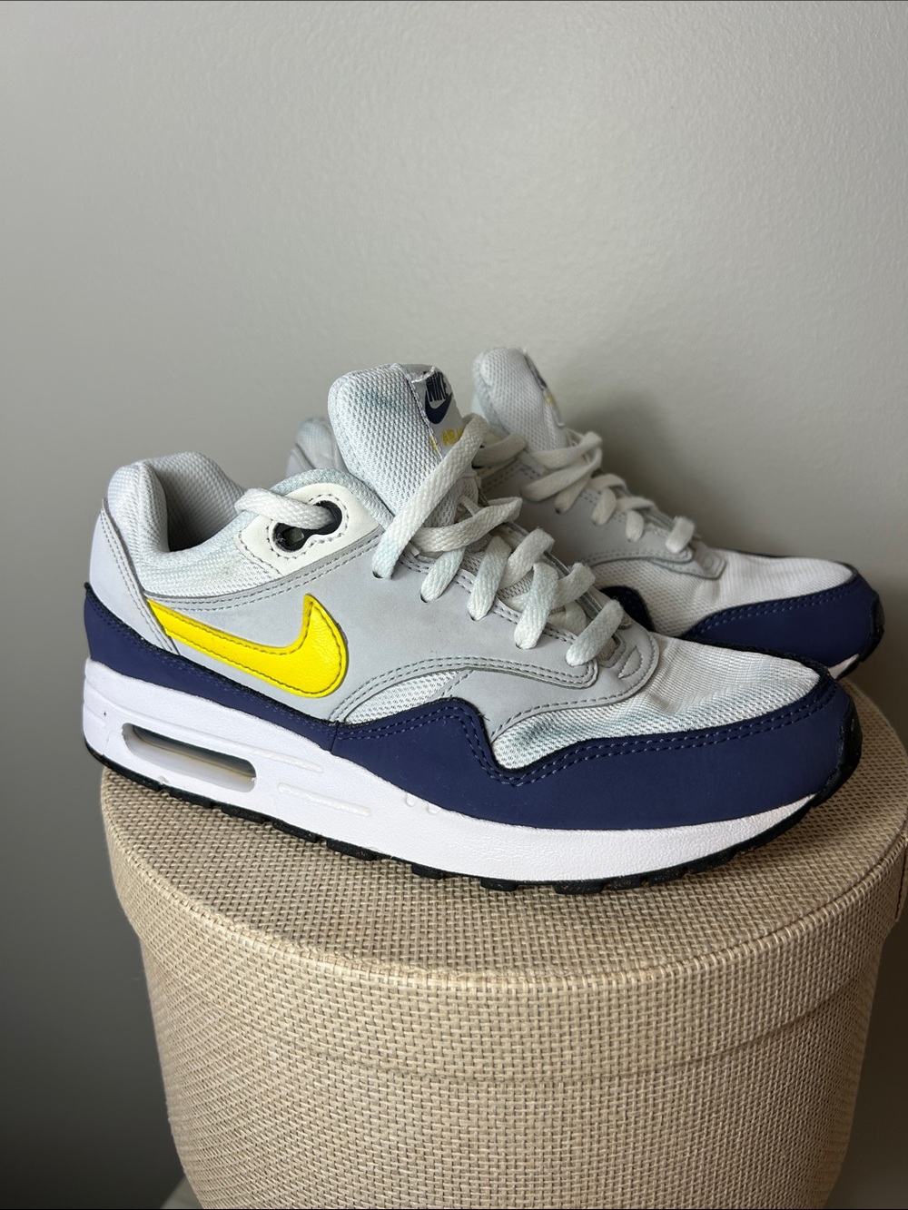 Nike Air Max 1 GS “Blue Recall” White Navy Yellow – 5.5Y / Women’s 7